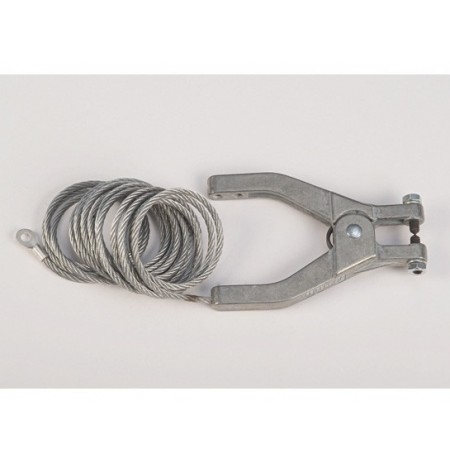 Antistatic Flexible Wire for bonding/grounding, with hand clamp and 1/4" terminal, 10 ft. coiled 
