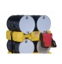 Drum Management Stack Module, dispensing shelf optional, forklift channels, poly, Yellow
