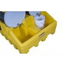 Drum Management Base Module, dispensing well, forklift channels, poly, Yellow.