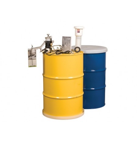 Aerosolv® Dual Compliant System for recycling aerosol cans, puncturing unit, filter, wire, counter, and goggles. 