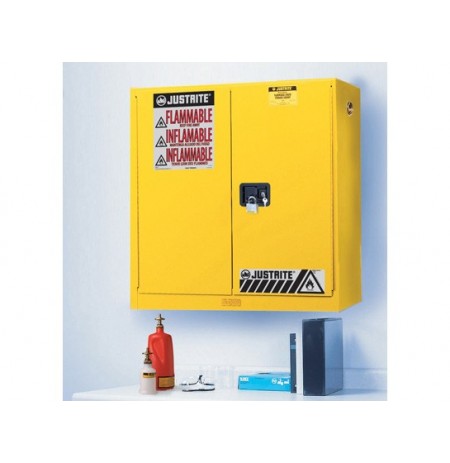 Sure-Grip® EX Wall Mount Flammable Safety Cabinet, Cap. 20 gallons, 5 shelves, 2 m/c doors