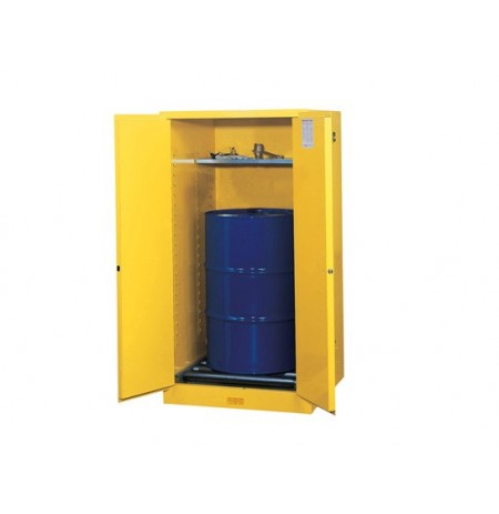 Sure-Grip® EX Vertical Drum Safety Cabinet and Drum Rollers, Cap. 55 gal., 1 shelf, 2 m/c doors