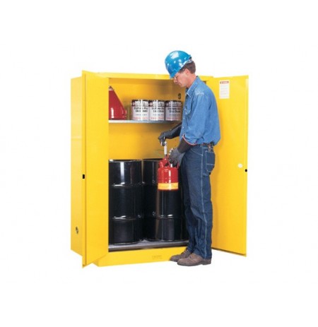 Sure-Grip® EX Vertical Drum Safety Cabinet and Drum Rollers, Cap. 60 gal., 1 shelf, 2 m/c doors