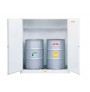Flammable Waste Vertical Drum Safety Cabinet, Steel, Cap. 110-gallons, 1 shelf, 2 m/c doors