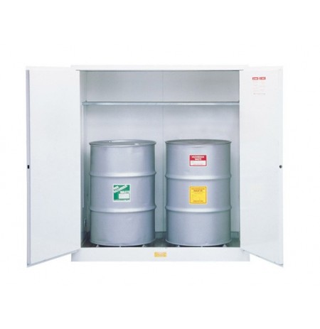 Flammable Waste Vertical Drum Safety Cabinet, Steel, Cap. 110-gallons, 1 shelf, 2 m/c doors