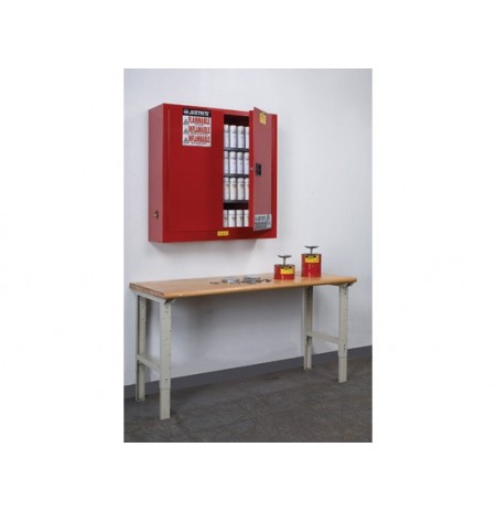 Sure-Grip® EX Wall Mount Aerosol Can Safety Cabinet, Cap. 20 gallons, 3 shelves, 2 m/c doors