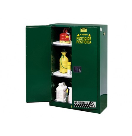 Sure-Grip® EX Pesticides Safety Cabinet, Cap. 45 gallons, 2 shelves, 2 self-close doors