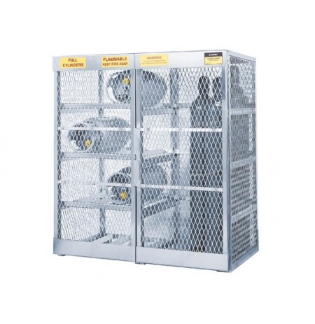 Cylinder locker combo for storage of 8 horizontal LPG and 10 vertical Compressed Gas cylinders.