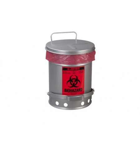 BIOHAZARD WASTE CAN, 6 GALLON, FOOT-OPERATED SELF-CLOSING SOUNDGARD™ COVER