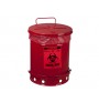 BIOHAZARD WASTE CAN, 10 GALLON, FOOT-OPERATED SELF-CLOSING COVER