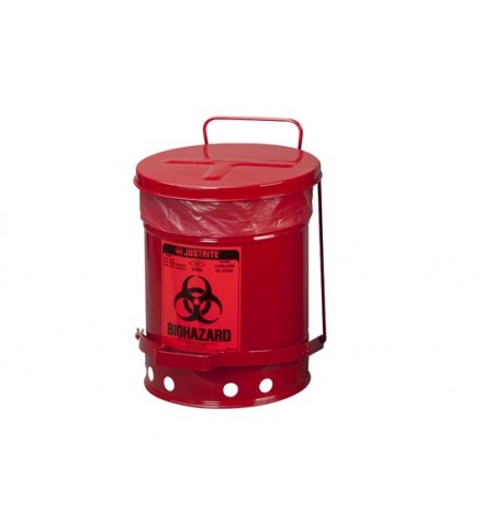BIOHAZARD WASTE CAN, 6 GALLON, FOOT-OPERATED SELF-CLOSING COVER