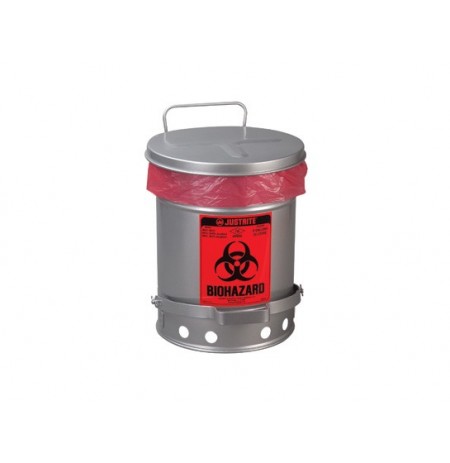 Biohazard Waste Can, 10 gallon, foot-operated self-closing SoundGard™ cover 