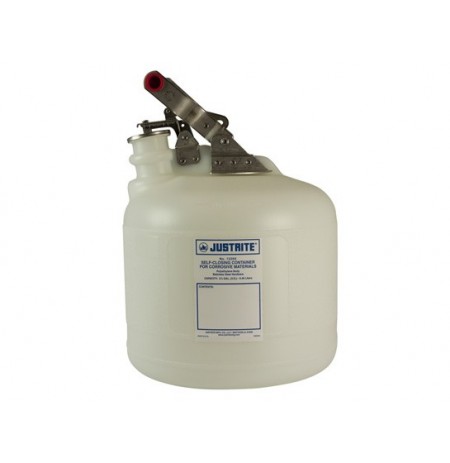 Safety Container for corrosives/acids, S/S hardware, 2.5 gallon, self-close cap, poly