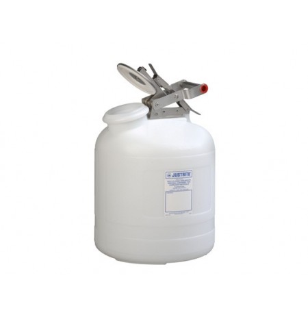 Safety Container for corrosives/acids, Wide-mouth, S/S hardware, 5 gal., self-close cap, poly