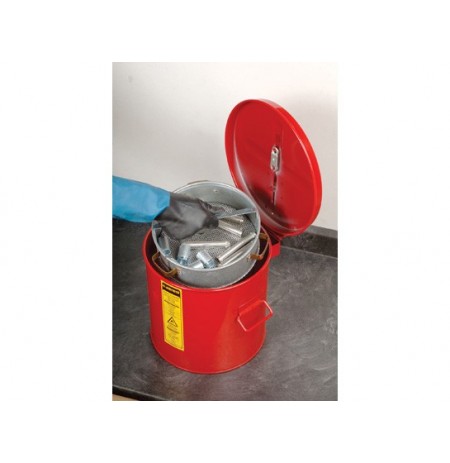 Wash Tank with Basket for small parts cleaning, 2 gal, self-close cover w/fusible link, Steel 