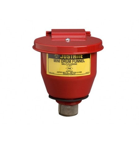 Small Steel Drum Funnel use with 5-gal. steel pail with 2" NPT bung, 1" flame arrester, s/c cover.